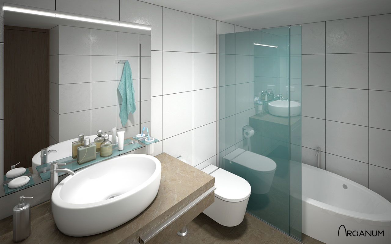 Cinco Edificios de Viviendas en Palma, render baño